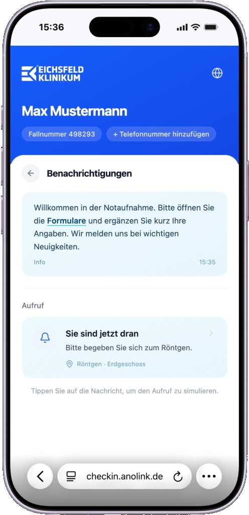 anolink ZNA Patienten-Check-in